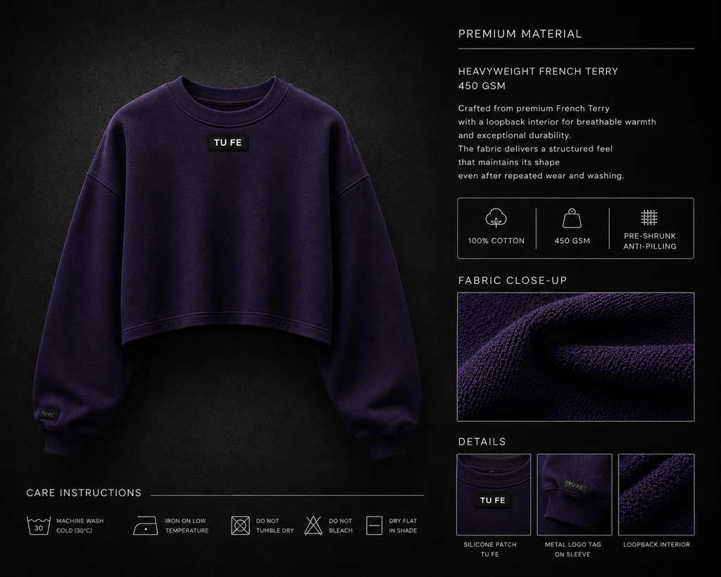 TU FE | PURO Cropped Sweatshirt – Deep Purple