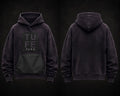 Black Distressed Oversized Hoodie - Tufe Puro Leather Pocket