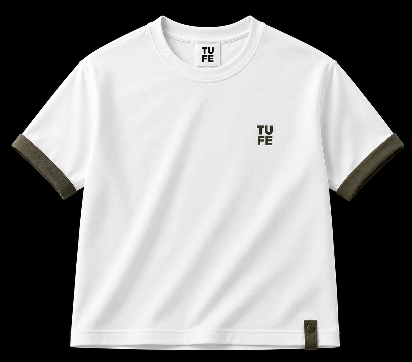 TU FE Essential Contrast Trim T-Shirt – White / Khaki