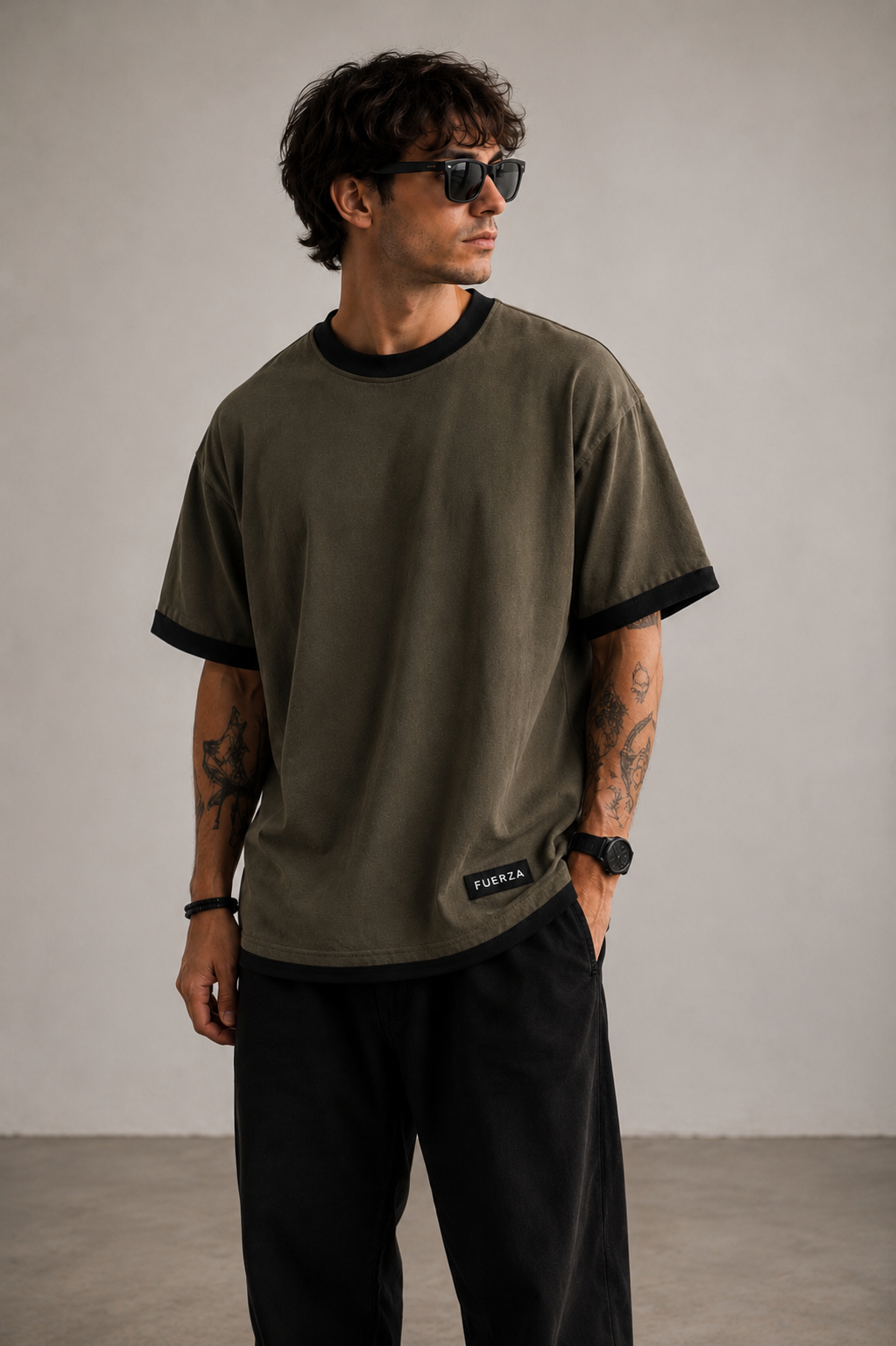 Vintage Oversized T-Shirt – Olive Black
