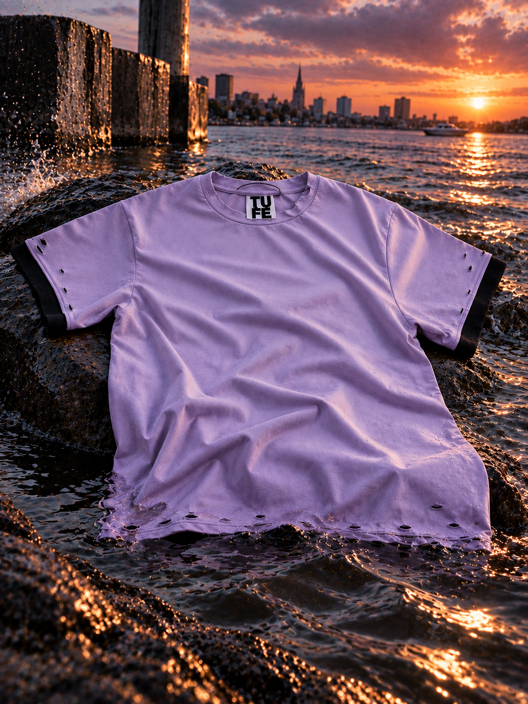 TU FE | PURO Vintage Violet Oversized Distressed T-Shirt