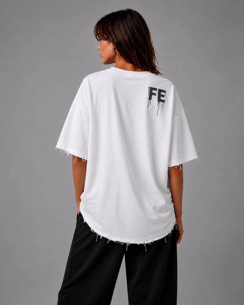 White Oversized Distressed T-Shirt – TU FE