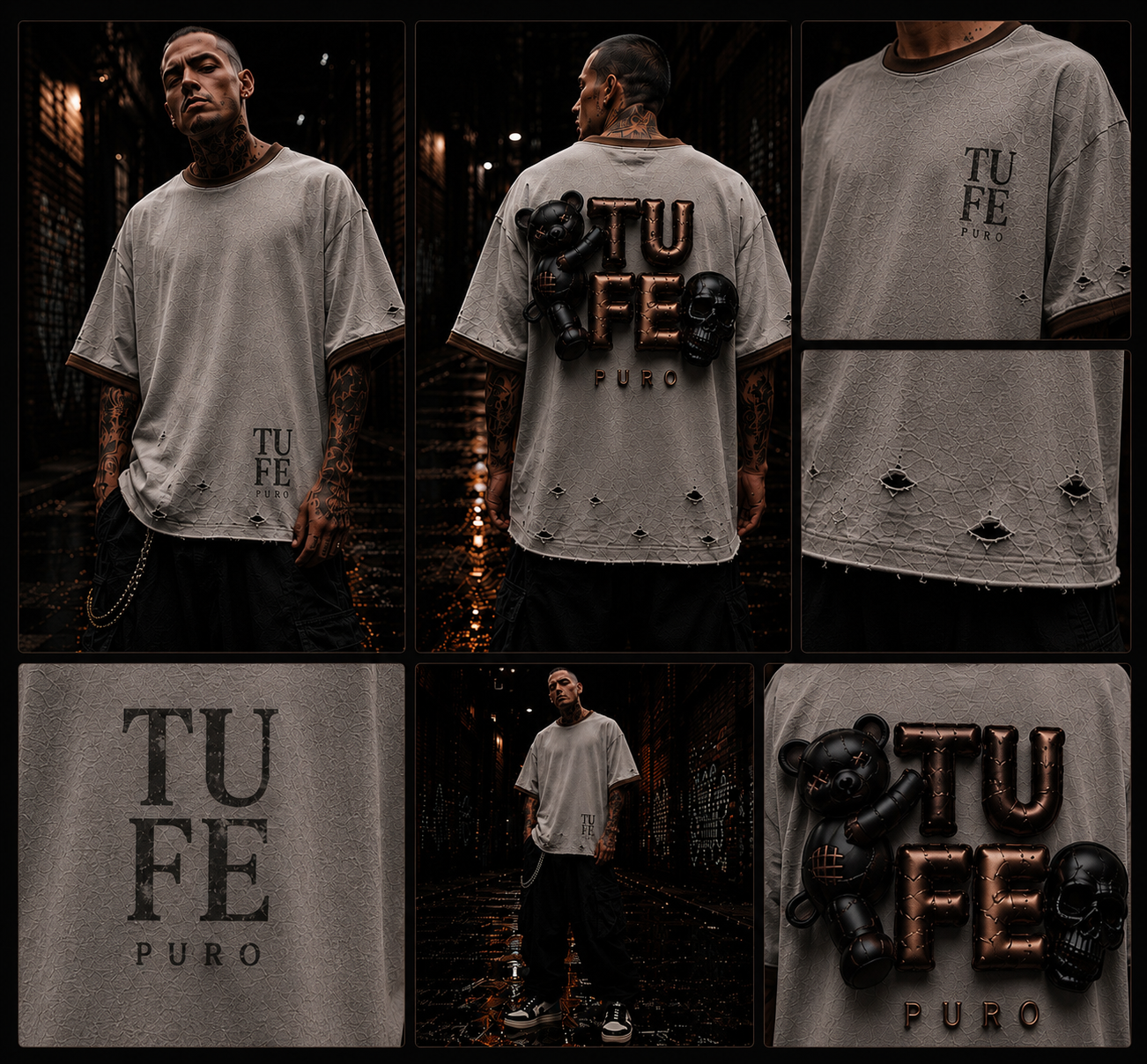 TU FE | PURO — Premium Oversized Distressed T-Shirt