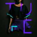 TU FE Oversized Cropped T-Shirt – Black / Cyan