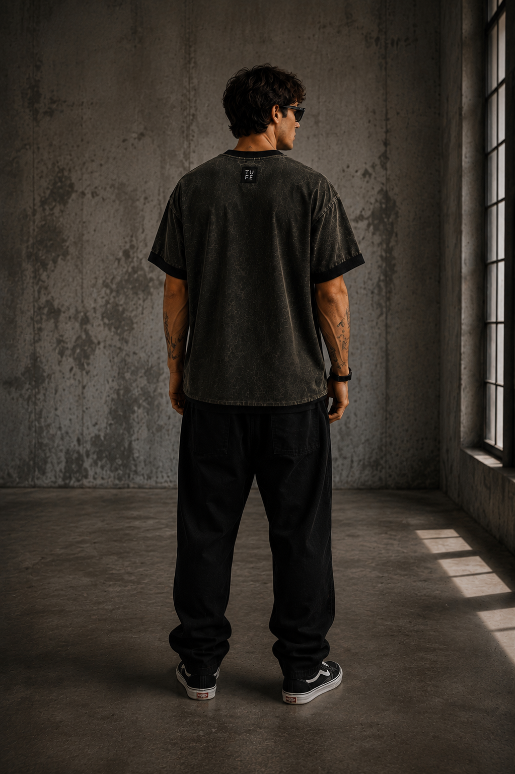Vintage Washed Oversized T-Shirt – Black
