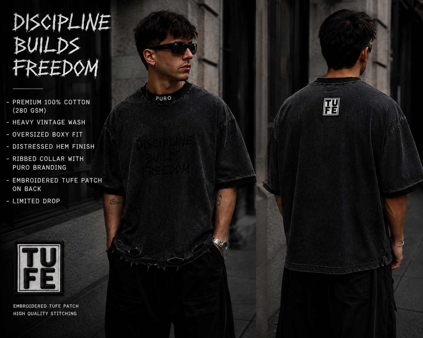 PURO – DISCIPLINE BUILDS FREEDOM OVERSIZED TEE