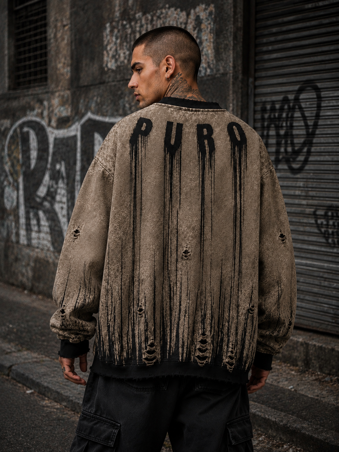 TU FE Drip Distressed Oversized Sweatshirt