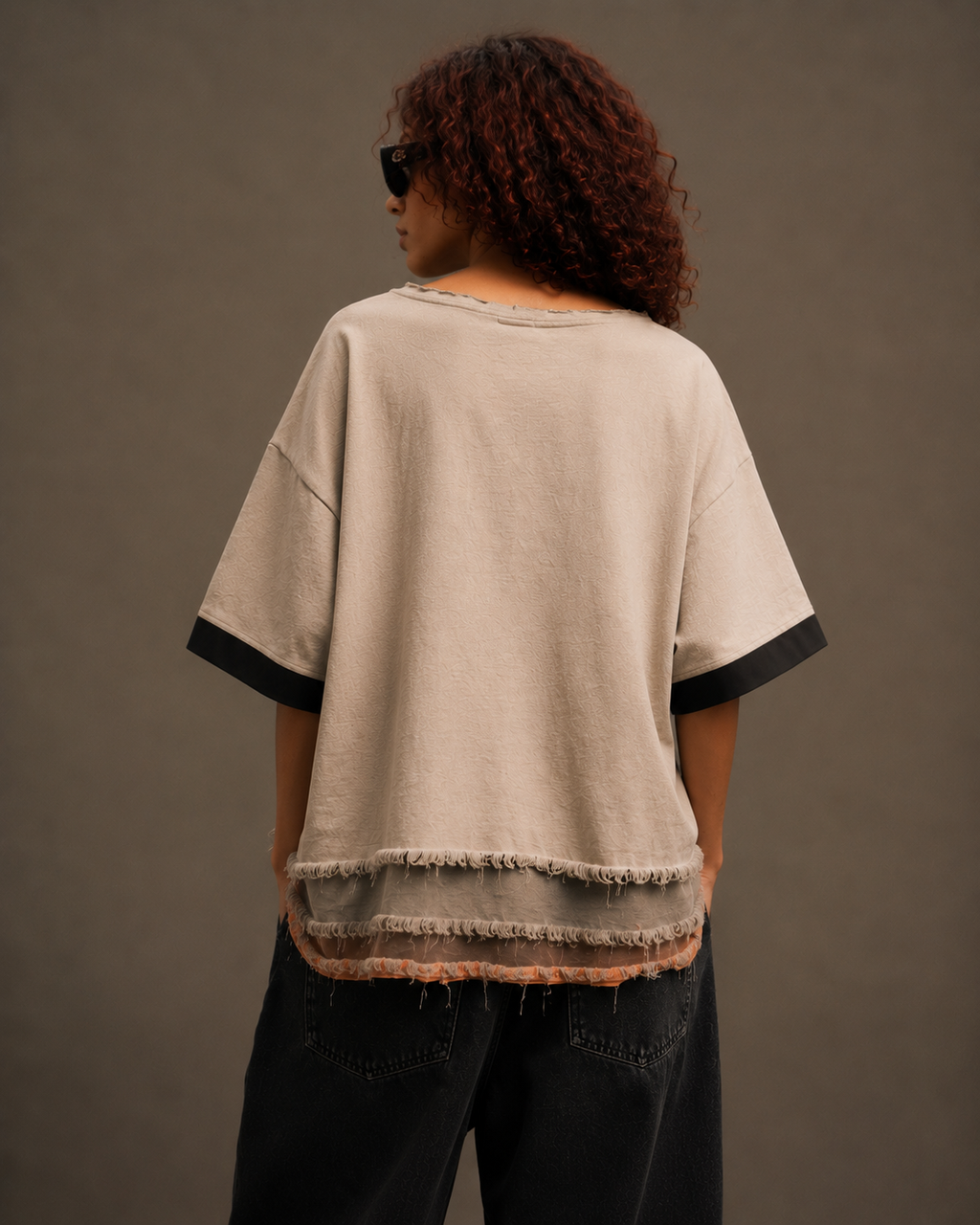 TU FE Distressed Layered Oversized T-Shirt