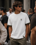 TU FE Essential Contrast Trim T-Shirt – White / Khaki