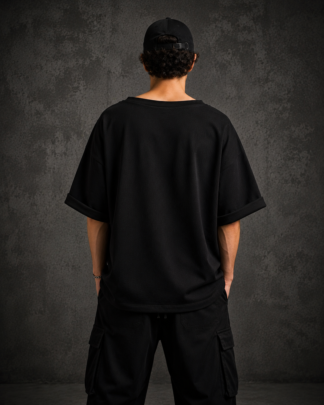 TU FE Distressed Oversized T-Shirt – Black