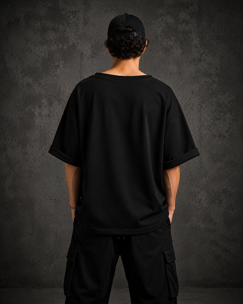 TU FE Distressed Oversized T-Shirt – Black