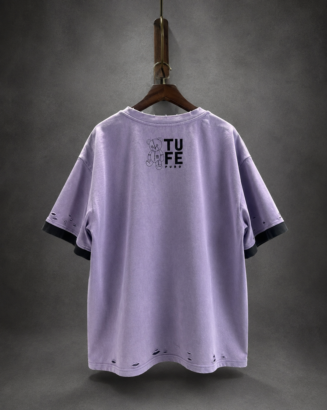 TU FE | PURO Vintage Violet Oversized Distressed T-Shirt