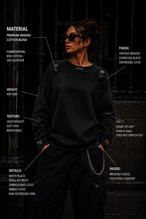 TU FE – Black Skull Oversize Sweatshirt