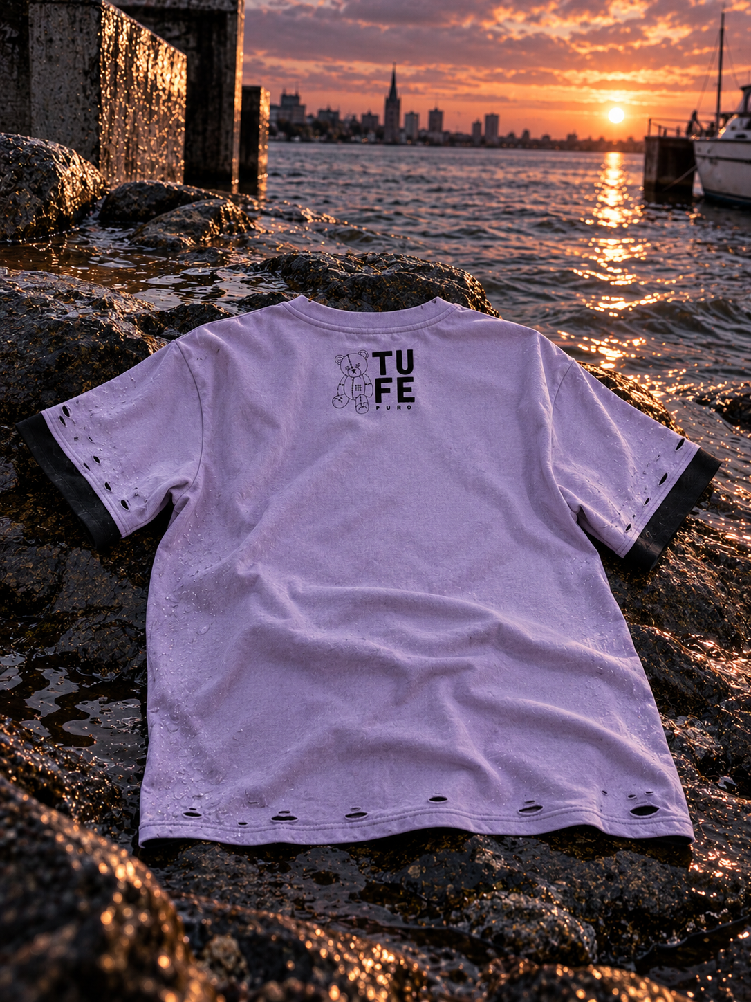 TU FE | PURO Vintage Violet Oversized Distressed T-Shirt