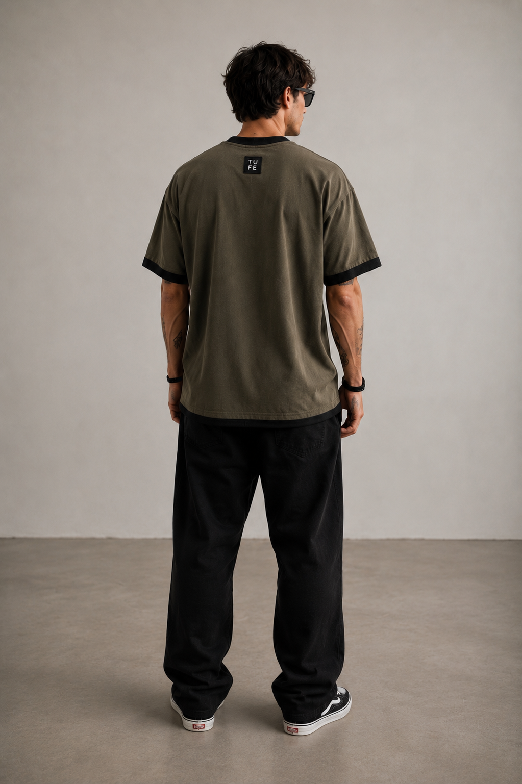 Vintage Oversized T-Shirt – Olive Black