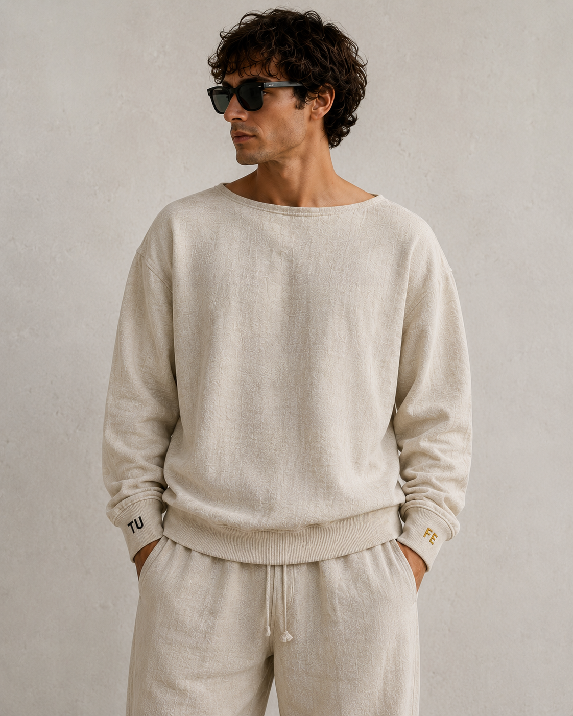 TU FE | Premium Oversized Sweatshirt – Sand Beige