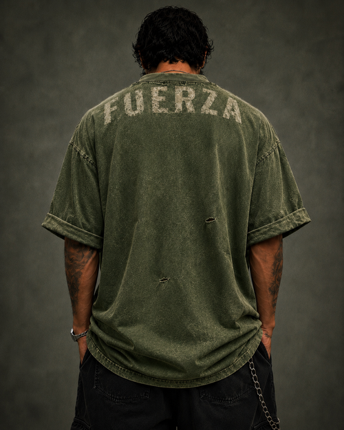 FUERZA Vintage Oversized T-Shirt – Washed Olive