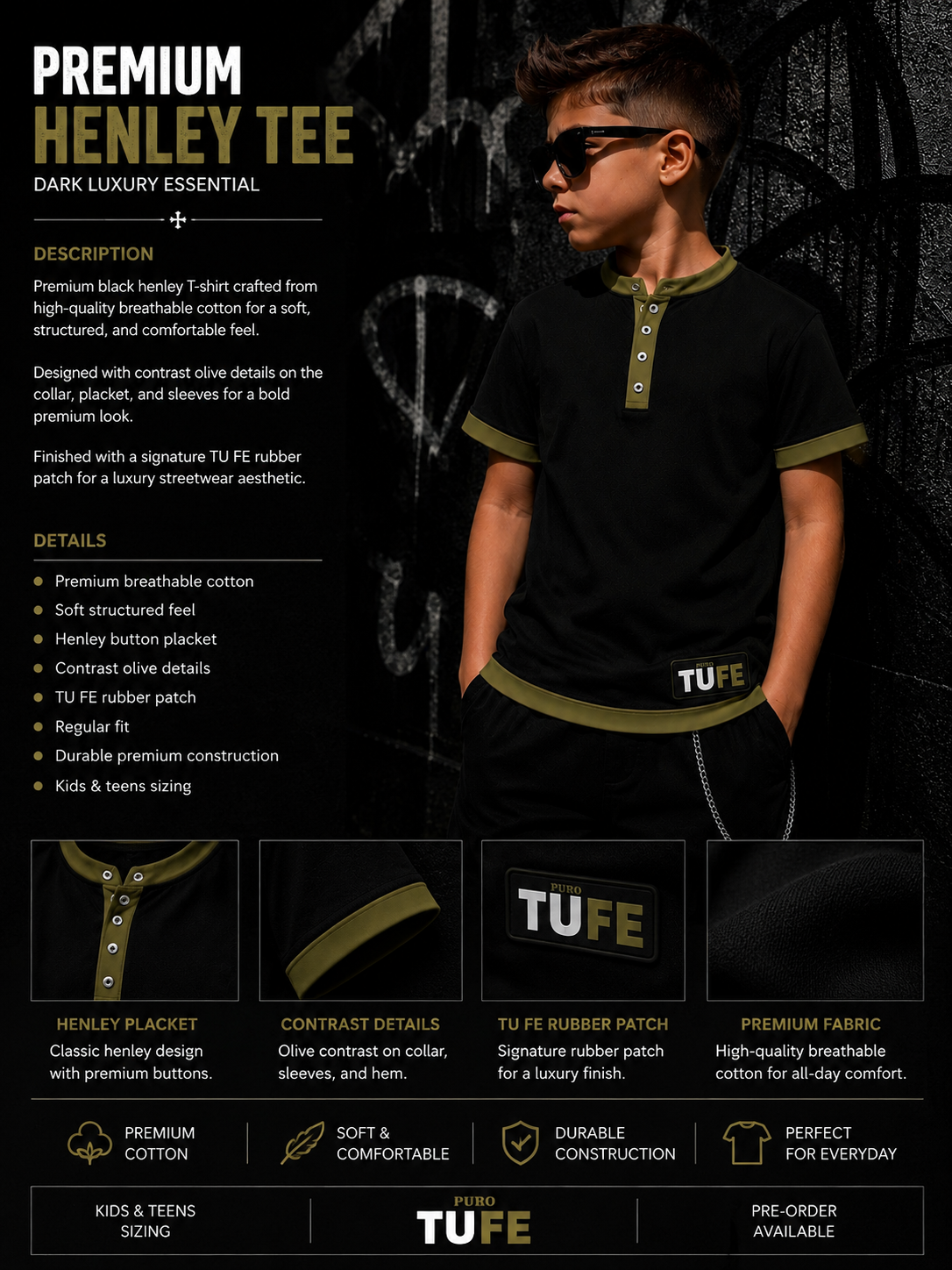 TU FE -PREMIUM HENLEY TEE