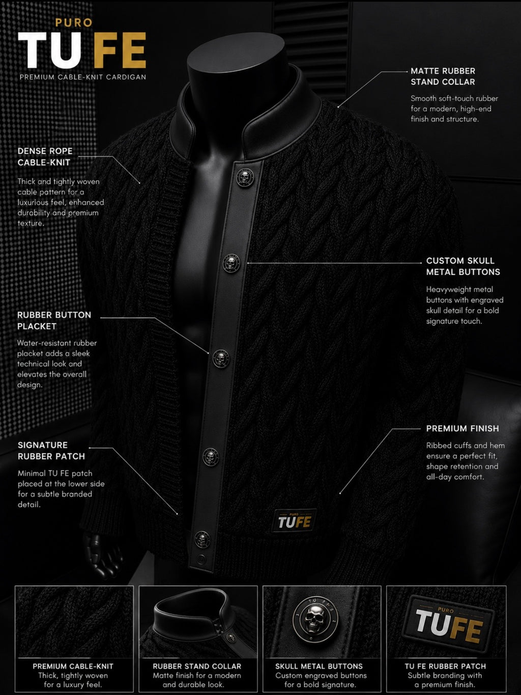 TU FE – Premium Cable-Knit Cardigan
