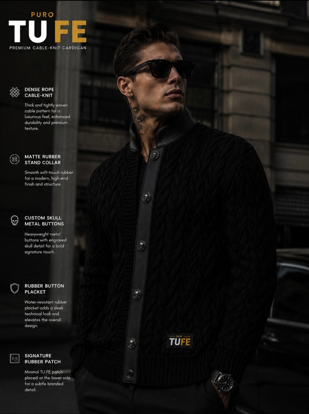 TU FE – Premium Cable-Knit Cardigan