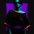 TU FE Oversized Cropped T-Shirt – Black / Orange