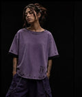 TU FE | PURO Vintage Violet Oversized Distressed T-Shirt