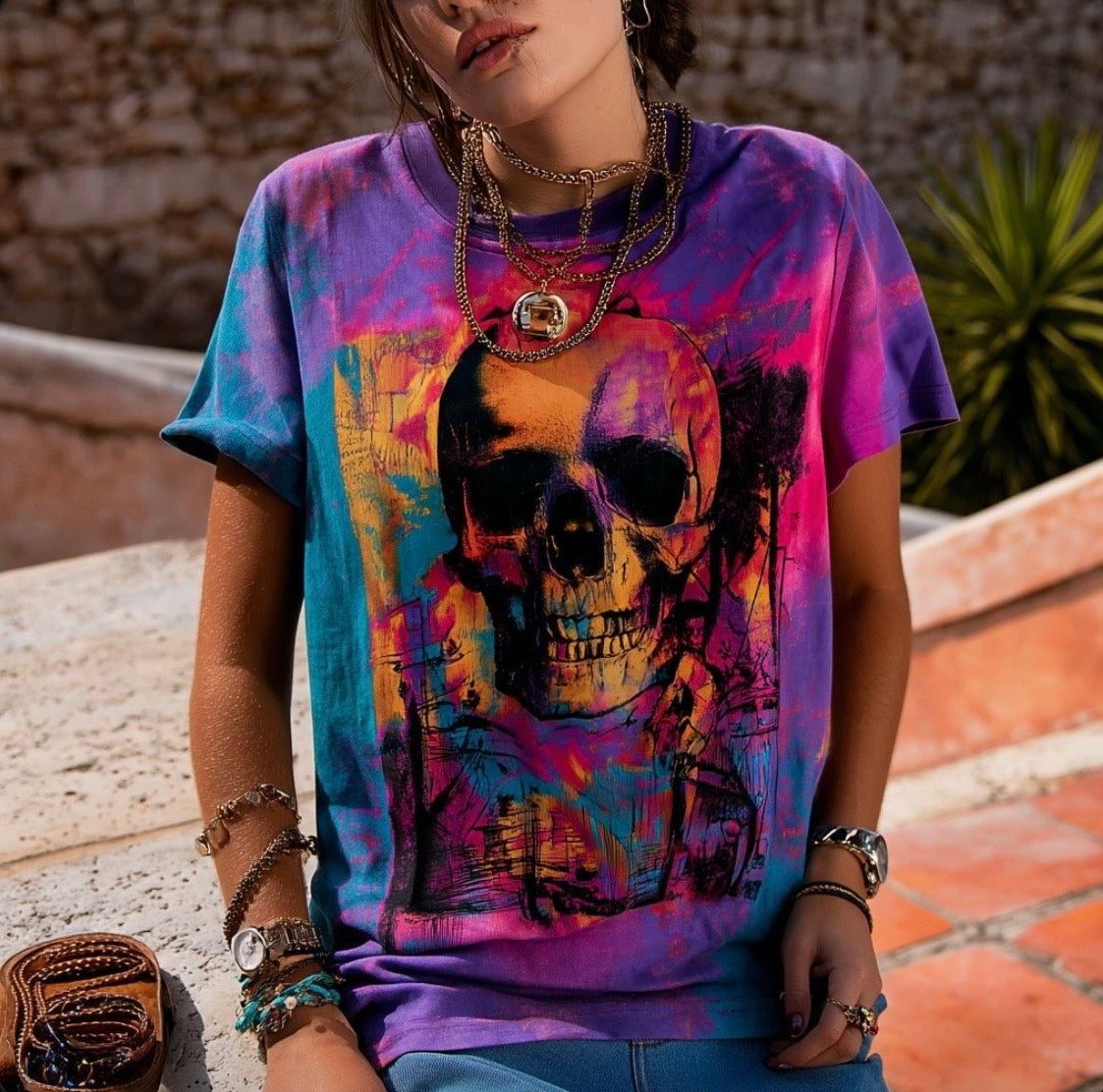 Purple Skull Graphic T-Shirt – Women | TU FE