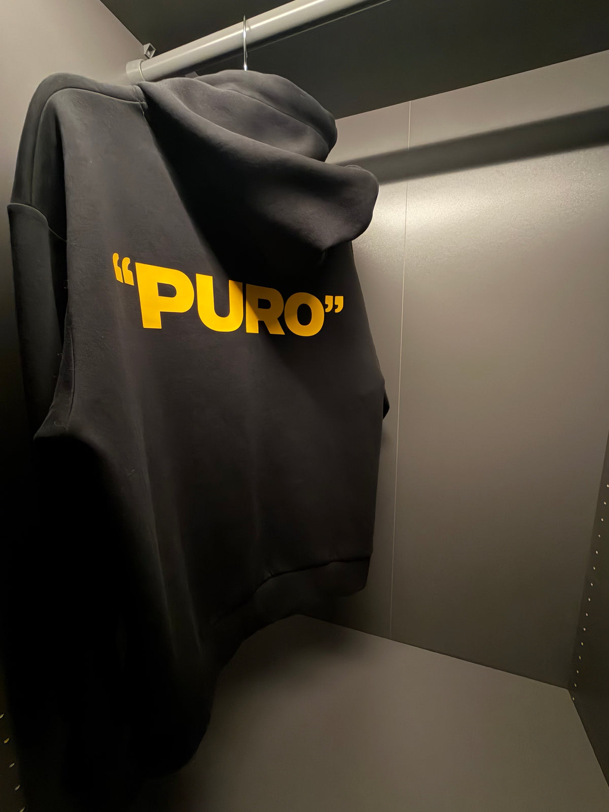 TU FE | PURO — Black  Heavyweight Hoodie with Yellow Back Print