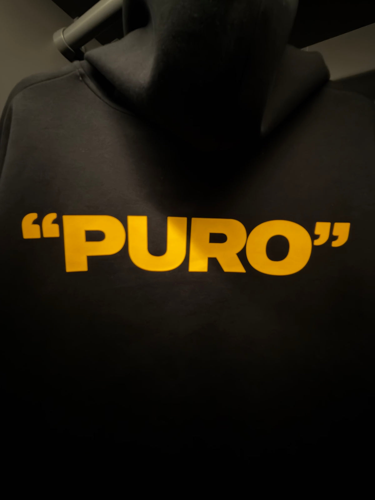 TU FE | PURO — Black  Heavyweight Hoodie with Yellow Back Print