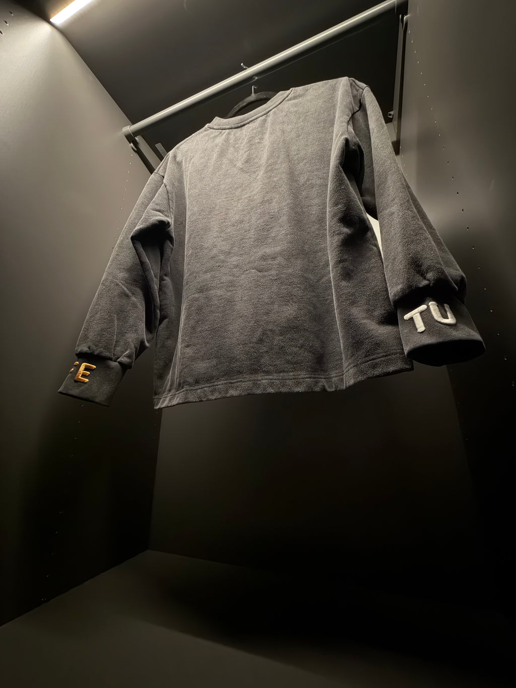TU FE | PURO — Kids Washed Charcoal Distressed Sweatshirt