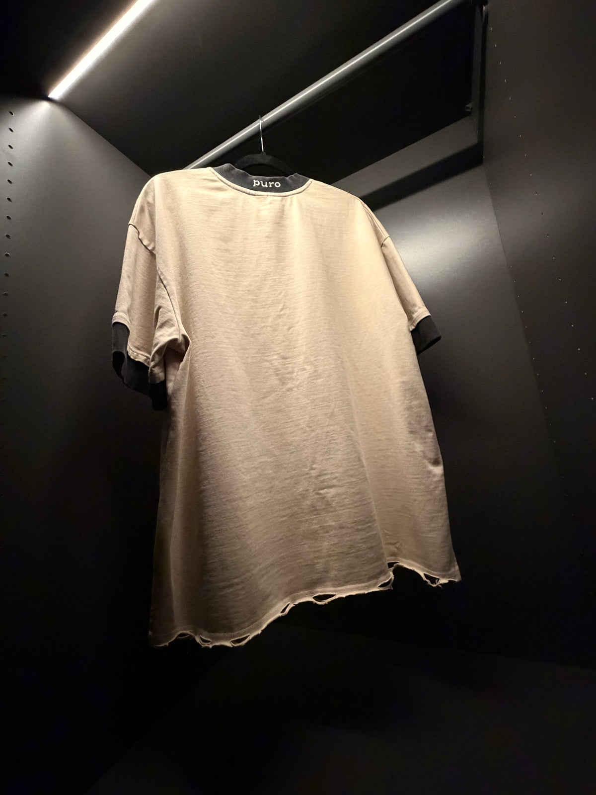 TU FE | PURO — Sandstone Heavyweight Distressed Oversized T-Shirt