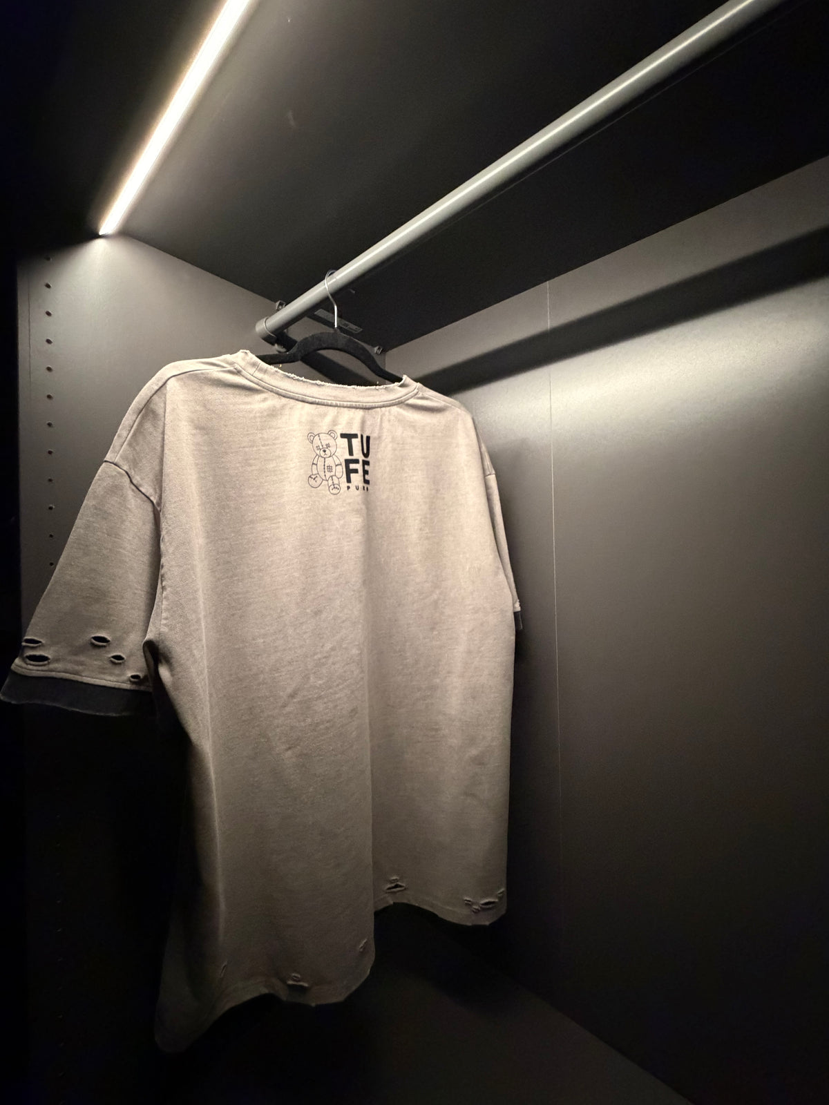 TU FE | PURO — Vintage Sand Teddy Bear Distressed T-Shirt
