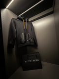 TU FE | PURO — Kids  Black Hoodie with Leather-Look Pocket