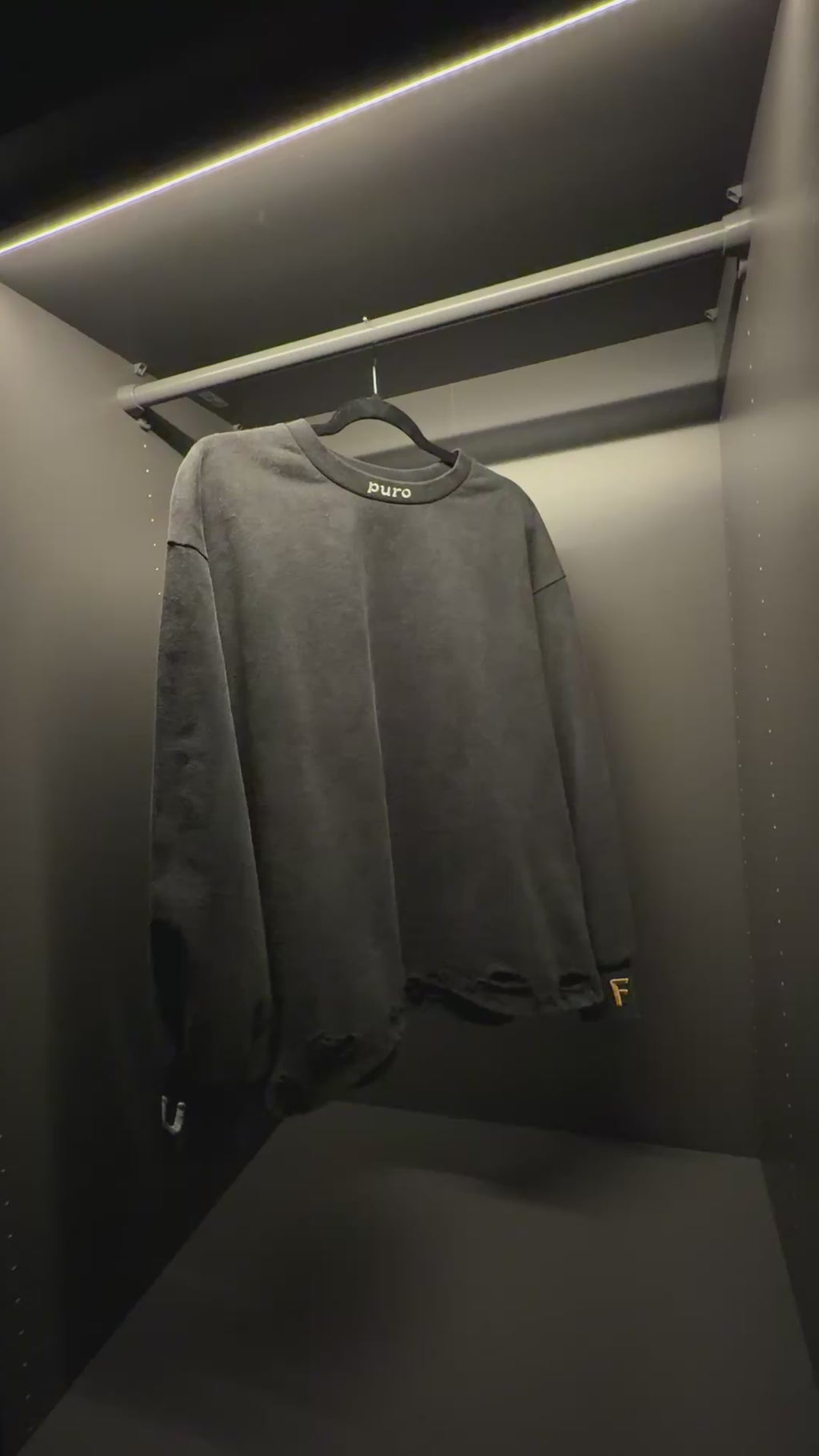TU FE | PURO — Washed Charcoal Heavyweight Distressed Sweatshirt