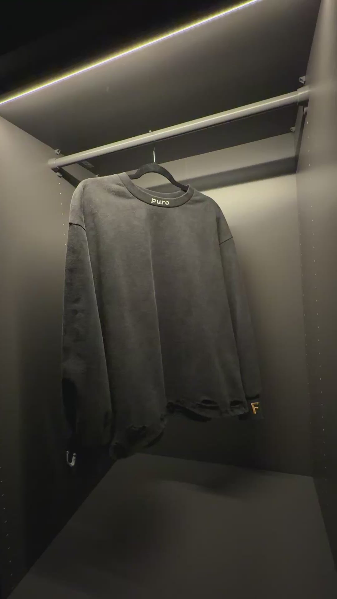 TU FE | PURO — Washed Charcoal Heavyweight Distressed Sweatshirt