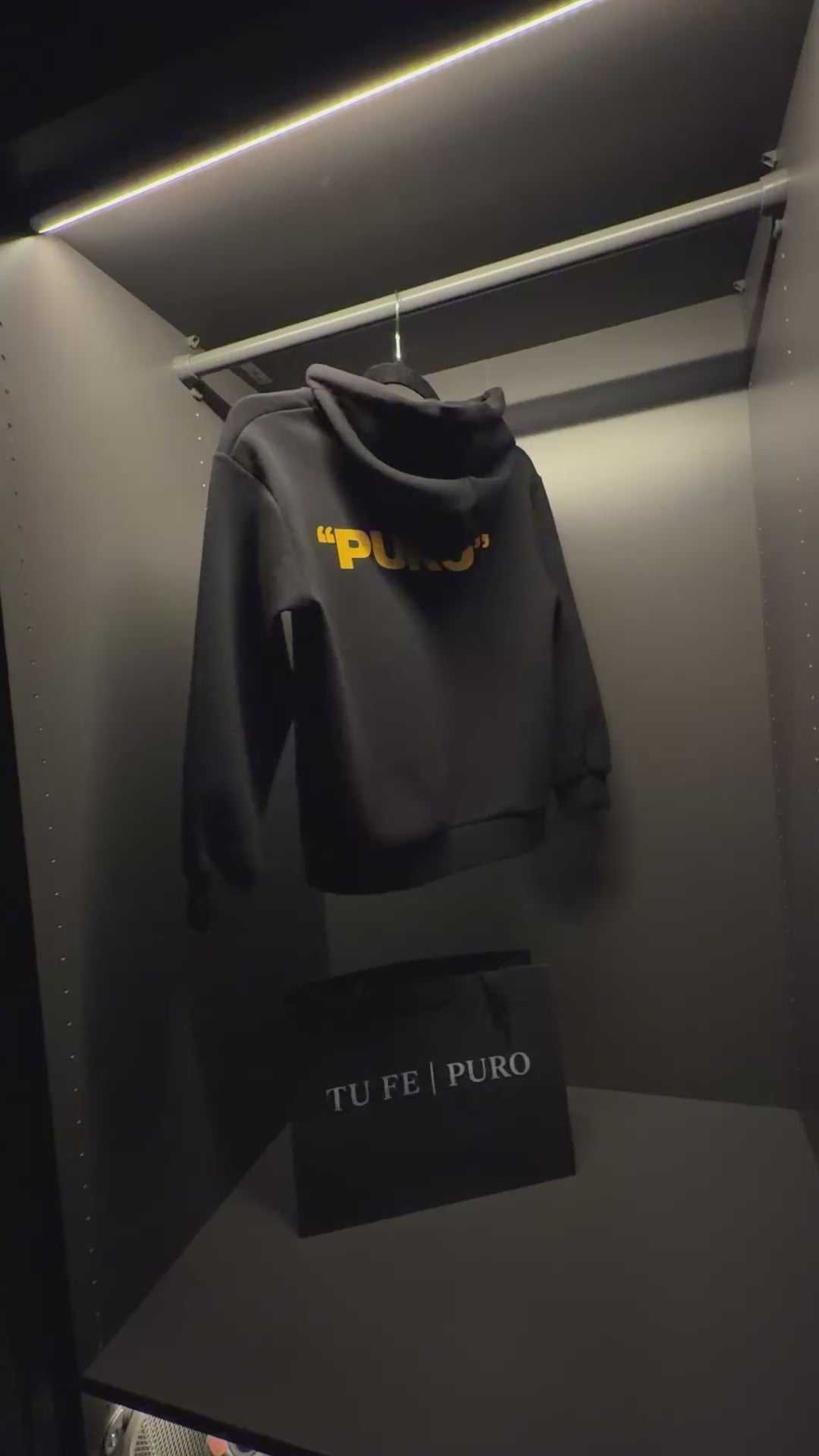 TU FE | PURO — Kids  Black Hoodie with Leather-Look Pocket